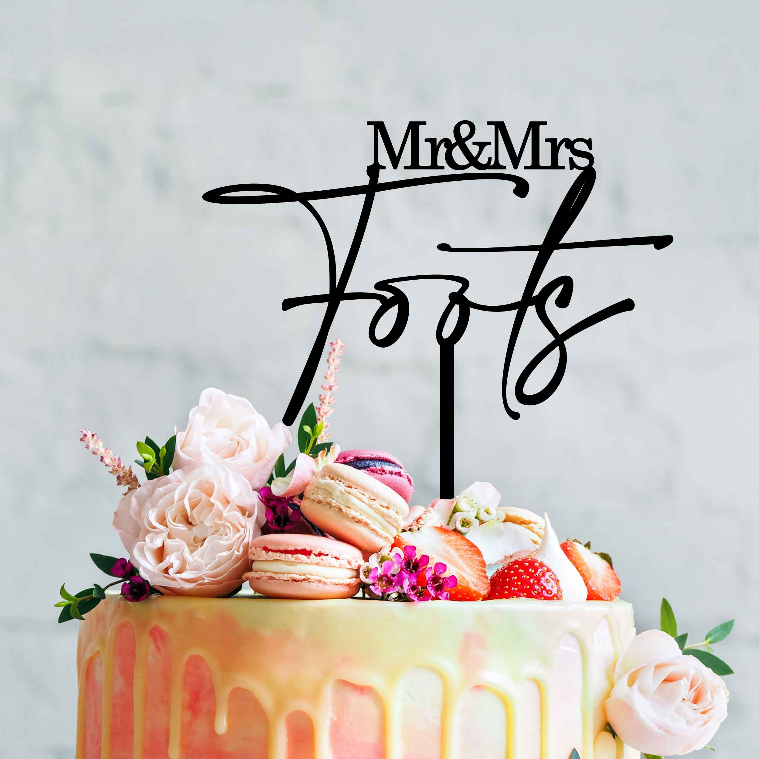 Mr & Mrs Surname Wedding Cake Topper