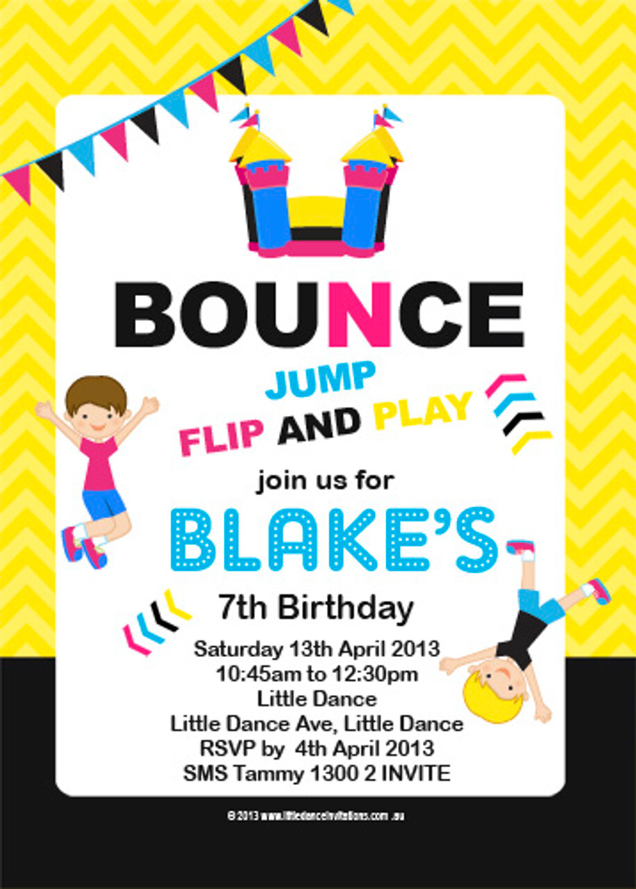 bounce birthday invitations