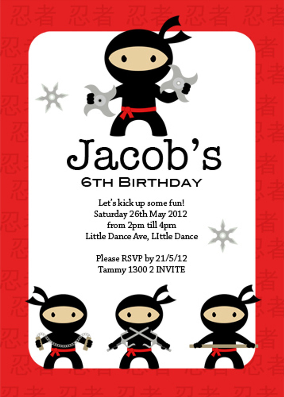 ninja birthday invitations