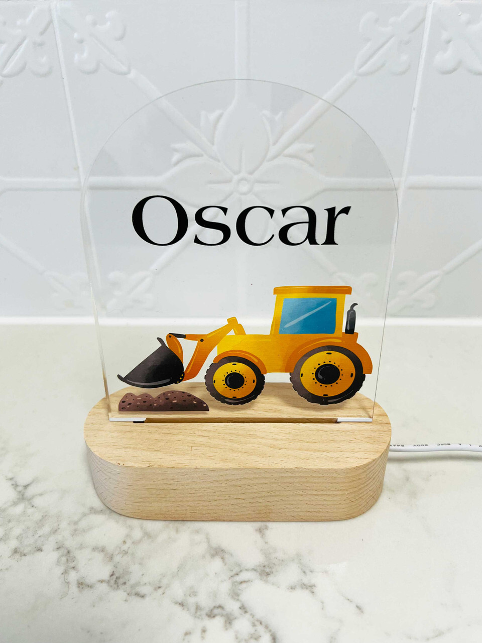 Personalised Construction Digger Nightlight