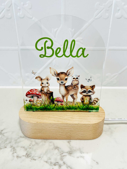 Personalised Lamp Baby Forest Animals