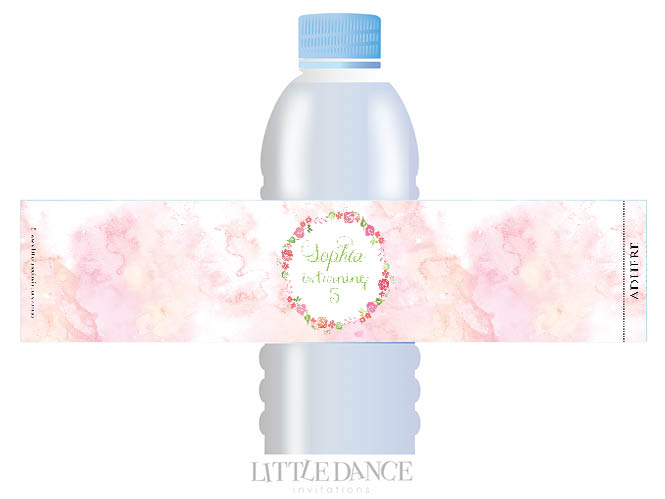 Floral Watercolour Water bottle labels